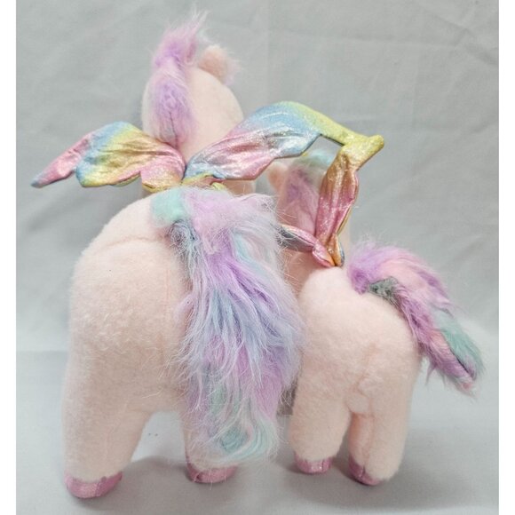 Pink Whimsical Unicorn Plush Mom & Baby with Rainbow Sparkle Wings - Picture 7 of 8